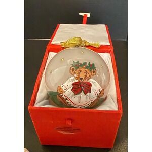 Li Bien 3" Christmas Ornament Hand Painted Glass Holiday Bears 1998 BYA Box VTG